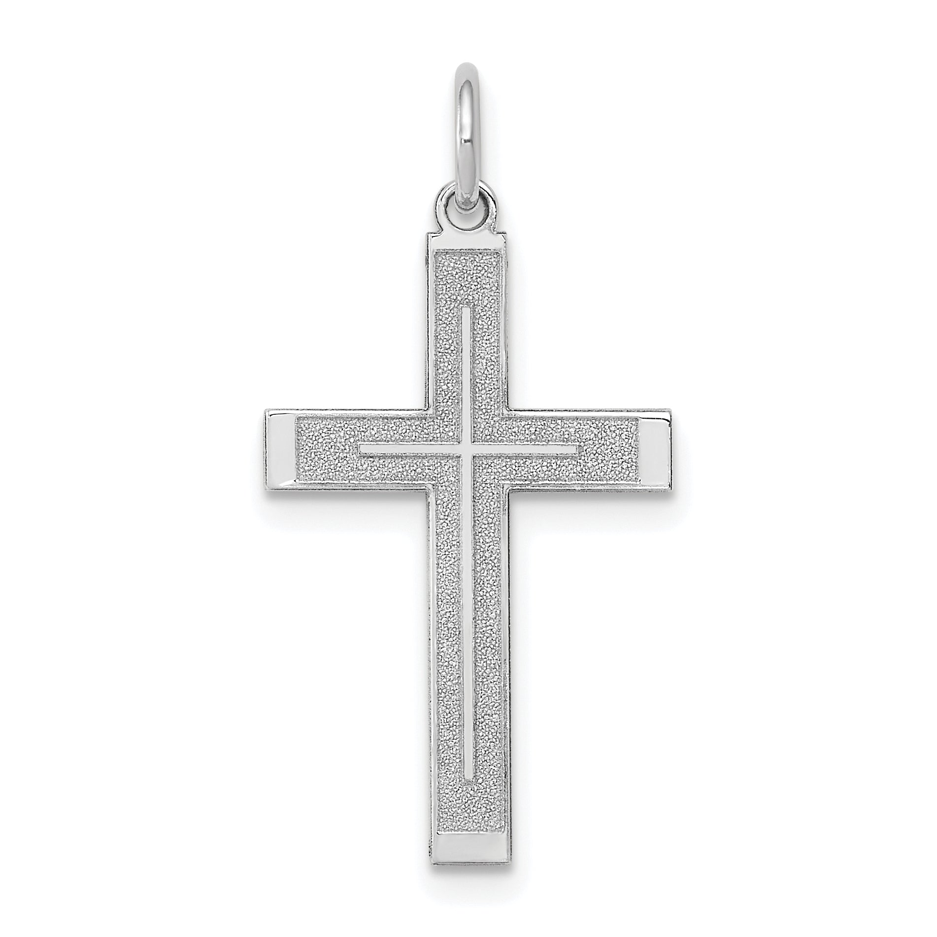 14K White Gold Laser Designed Cross Pendant Main image