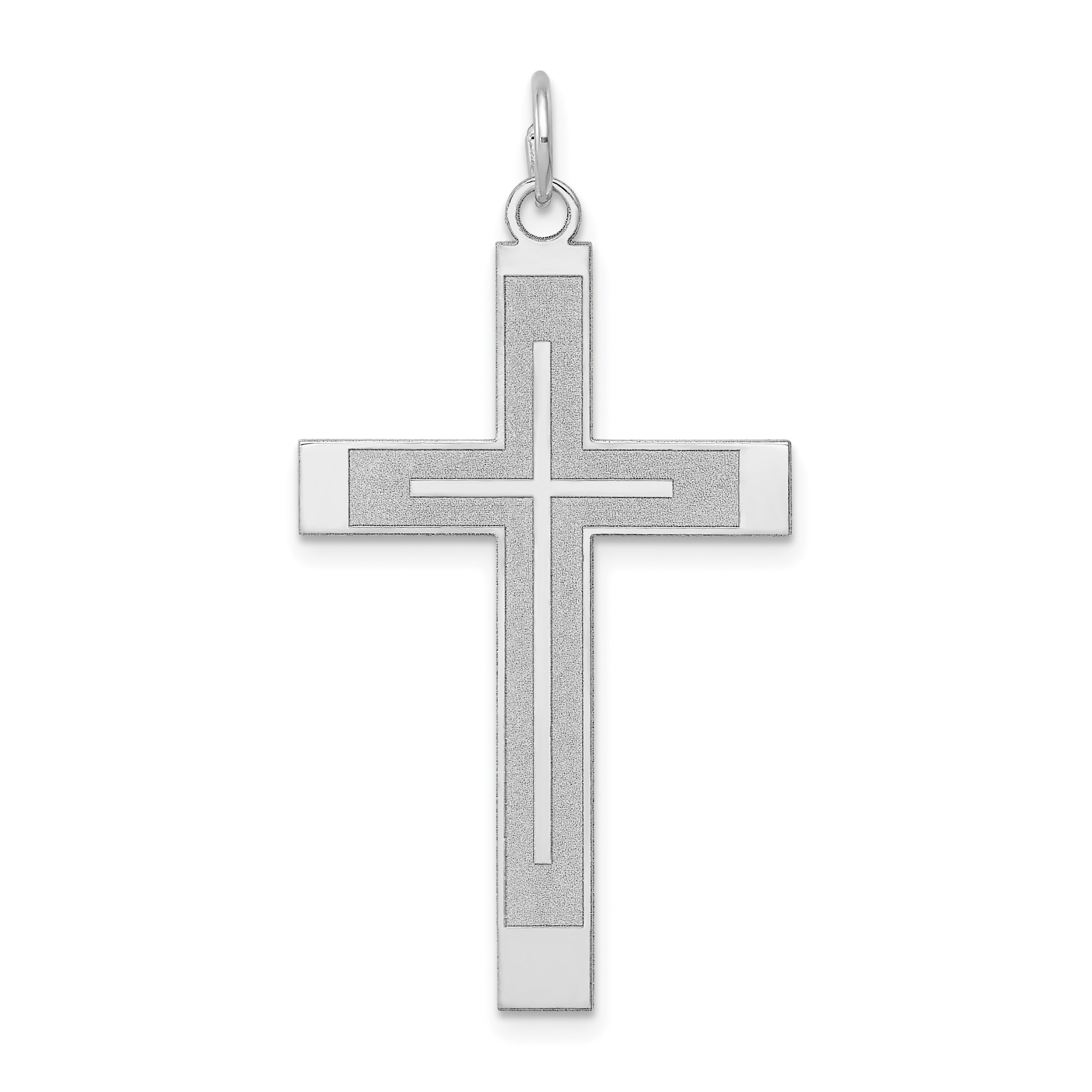 14K White Gold Laser Designed Cross Pendant Main image