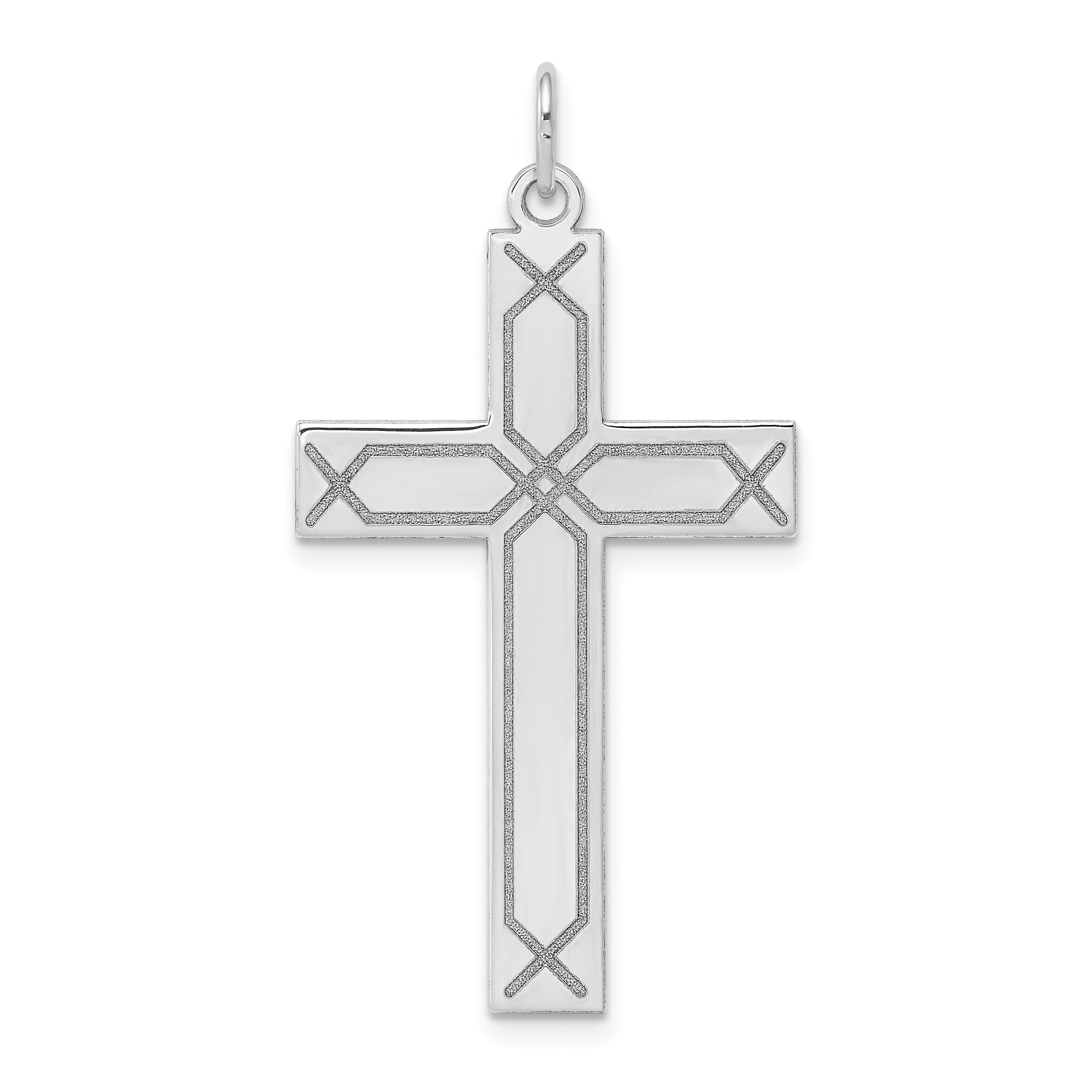 14K White Gold Laser Designed Cross Pendant Main image