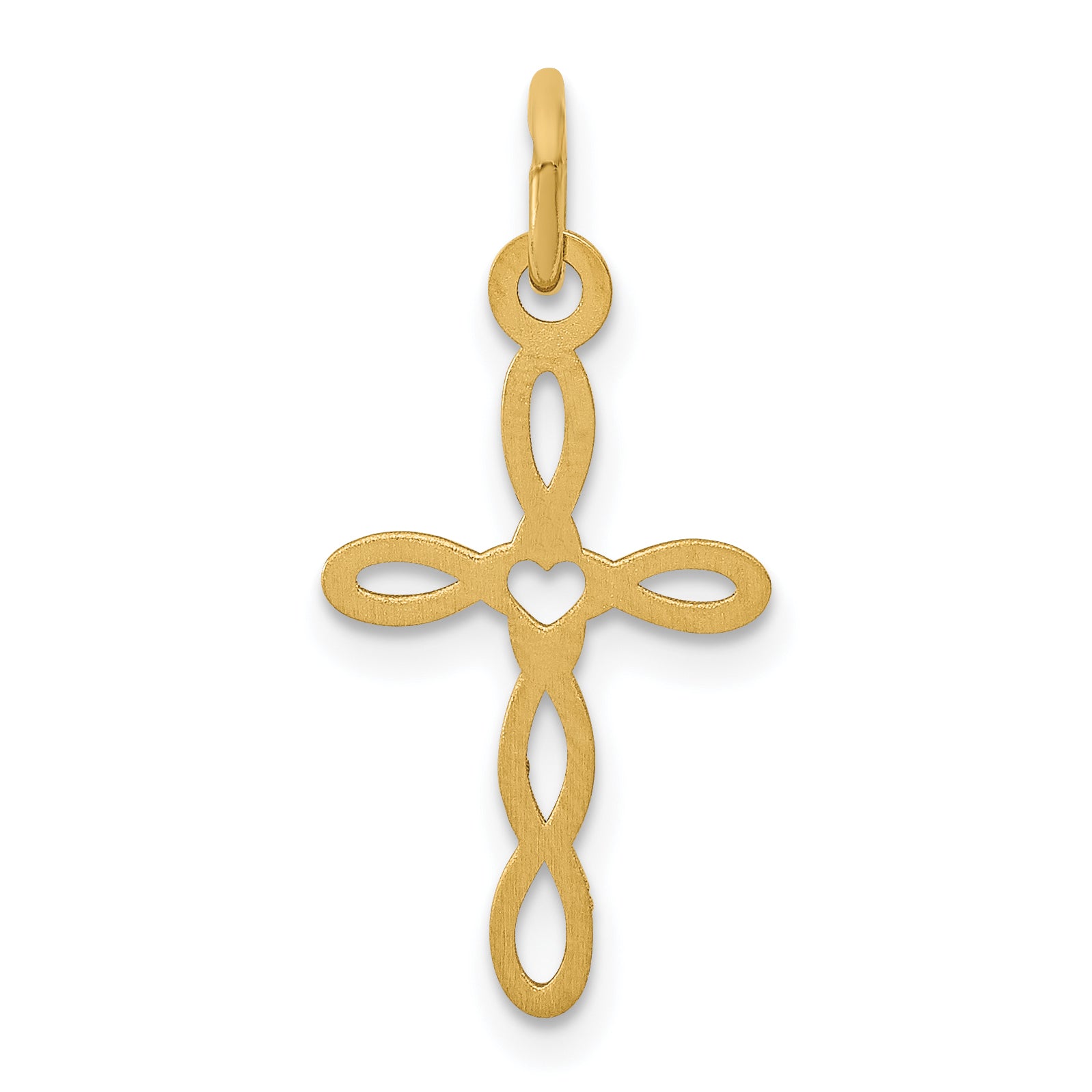 14K Loop With Center Heart Cross Charm