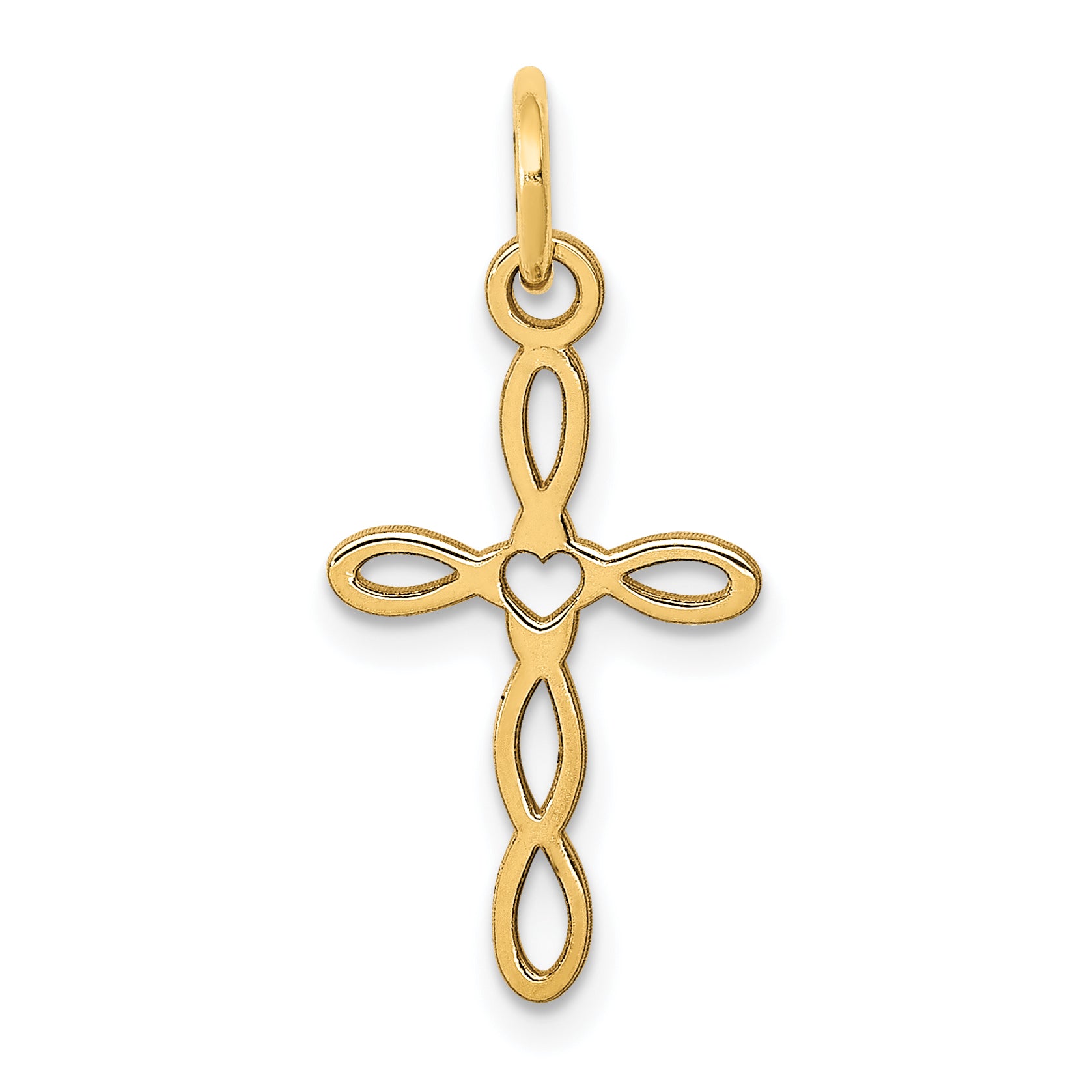 14K Loop w/Center Heart Cross Charm Main image