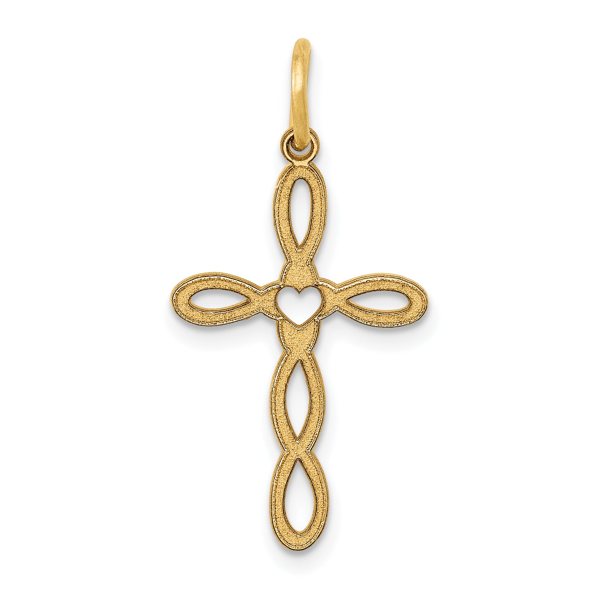 14K Loop w/Center Heart Cross Pendant Main image