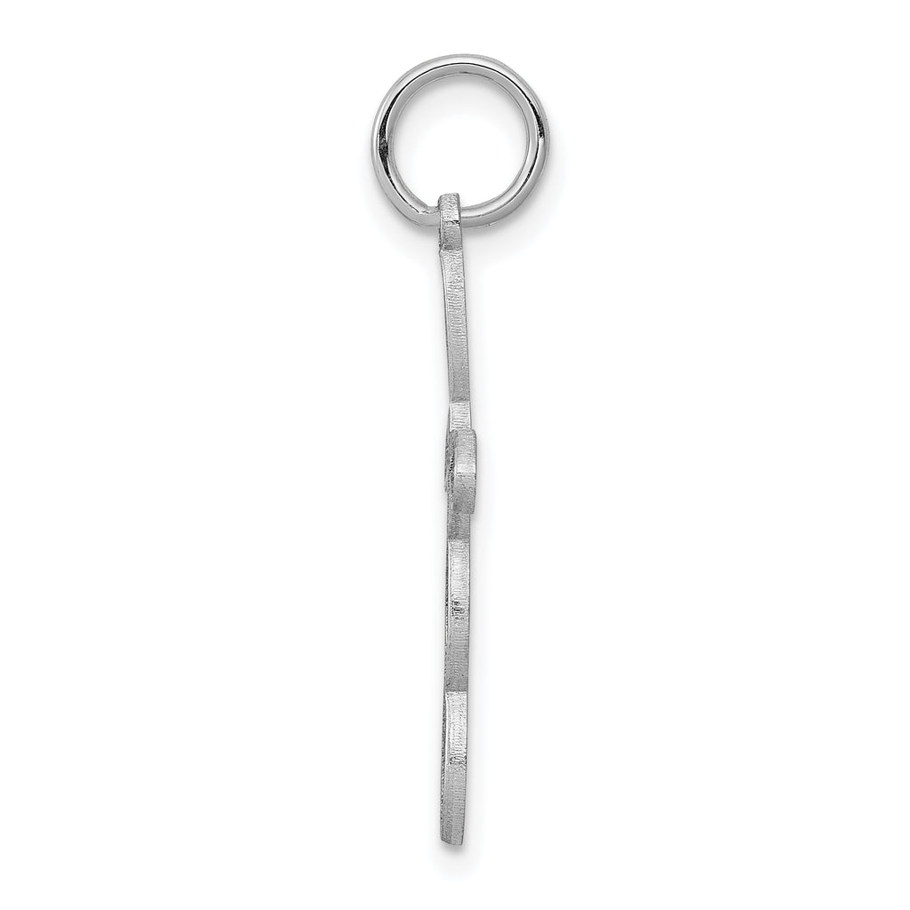 14K White Gold Loop With Center Heart Cross Charm