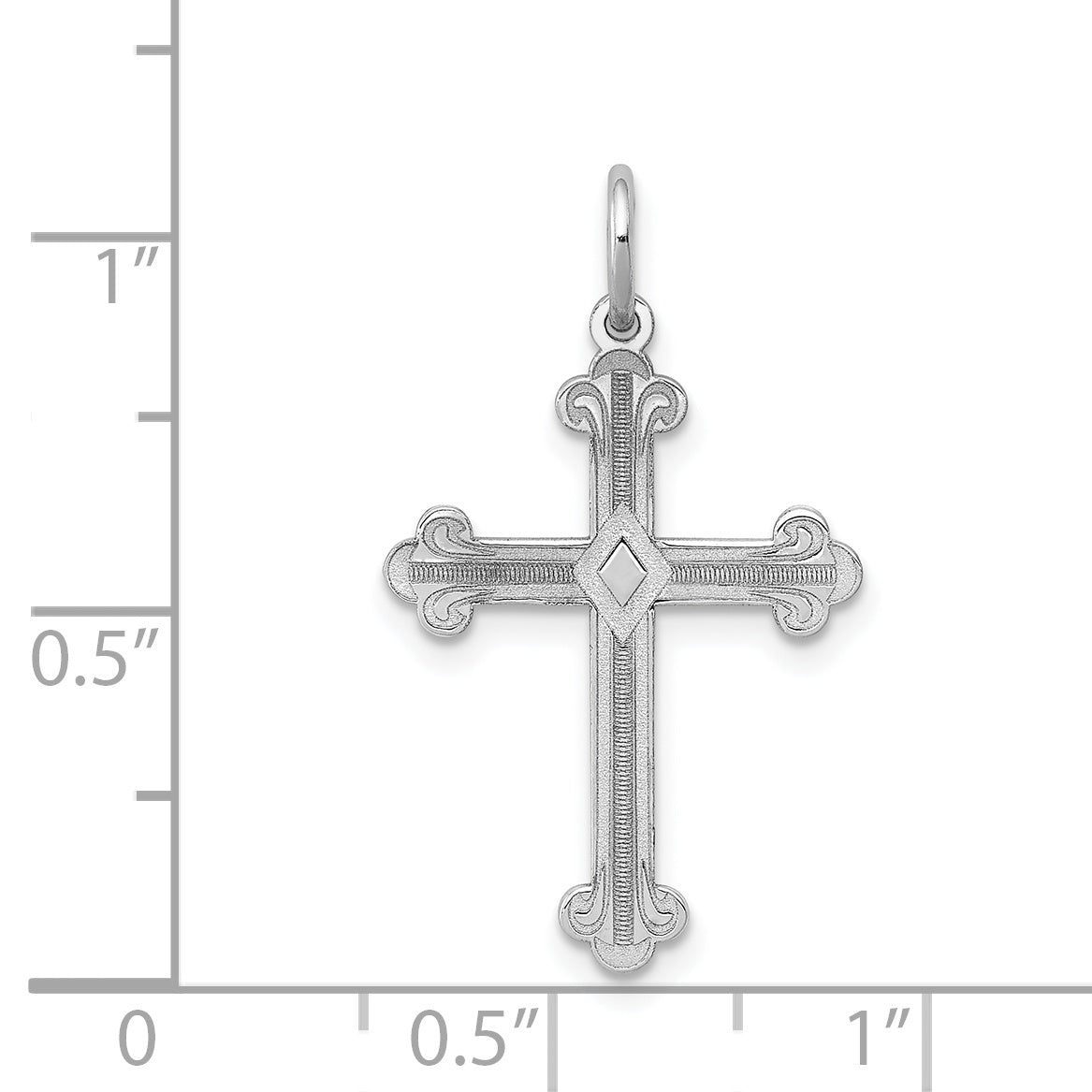 14K White Gold Laser Designed Cross Pendant