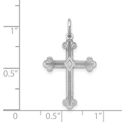 14K White Gold Laser Designed Cross Pendant