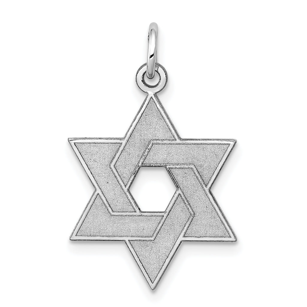 14K White Gold Laser Designed Star of David Pendant