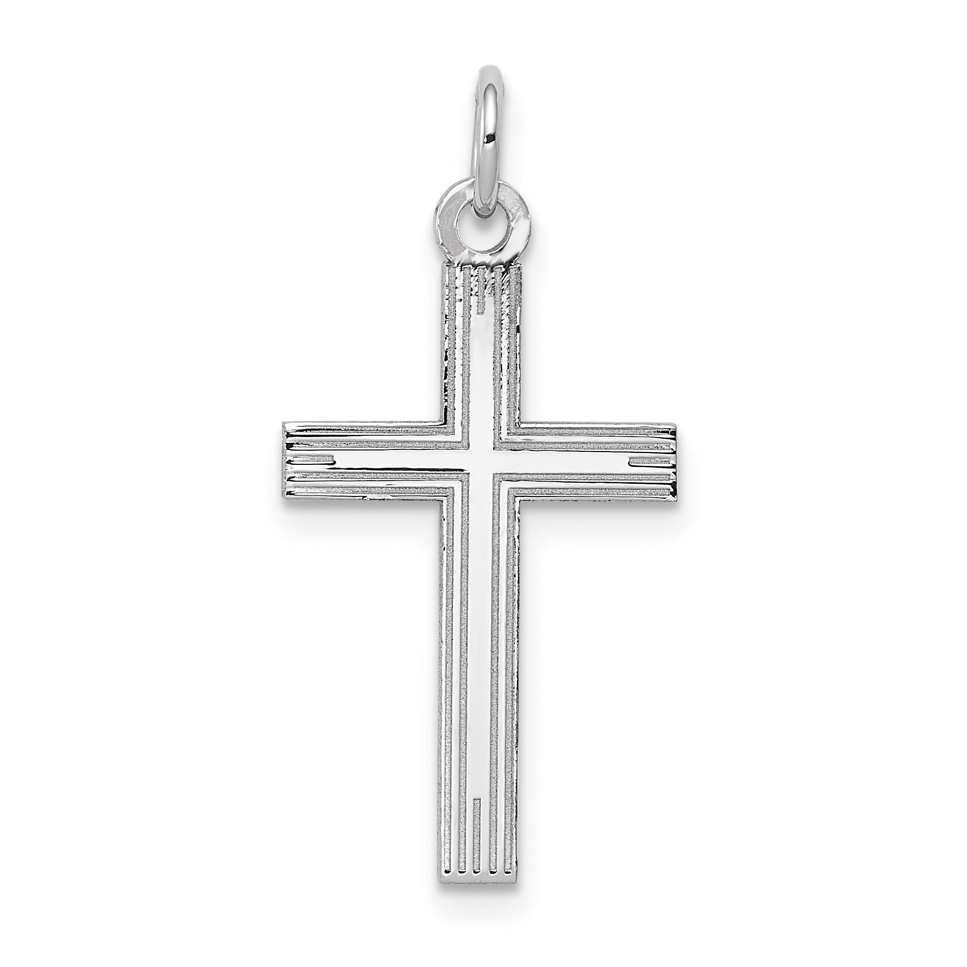14K White Gold Laser Designed Cross Pendant Main image