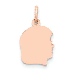 14K Rose Gold Plain Small .013 Gauge Facing Right Engraveable Girl Head Cha