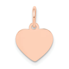 14K Rose Gold Plain .018 Gauge Engraveable Heart Disc Charm
