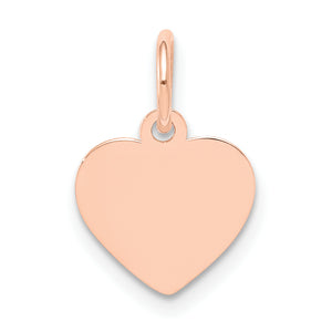 14K Rose Gold Plain .013 Gauge Engraveable Heart Disc Charm