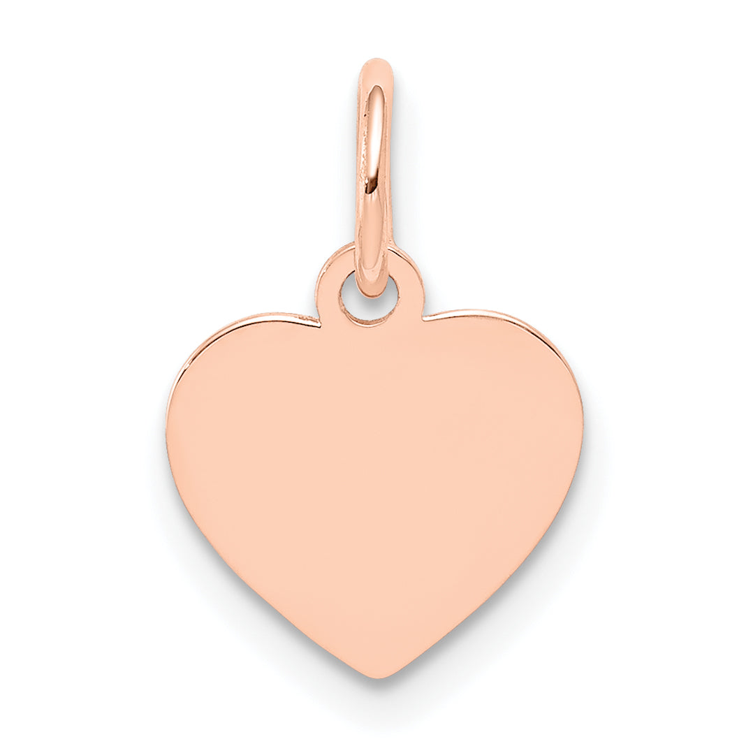 14K Rose Gold Plain .018 Gauge Engraveable Heart Disc Charm Main image
