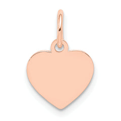 14K Rose Gold Plain .018 Gauge Engraveable Heart Disc Charm