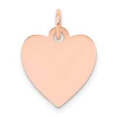 14K Rose Gold Plain .011 Gauge Engraveable Heart Disc Charm