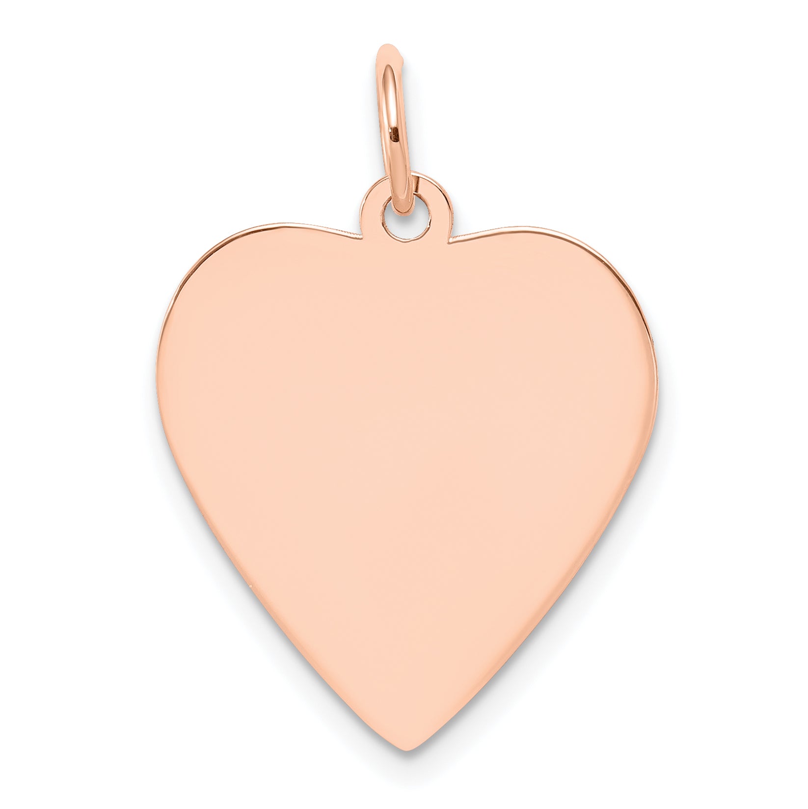14K Rose Gold Plain .018 Gauge Engraveable Heart Disc Charm Main image