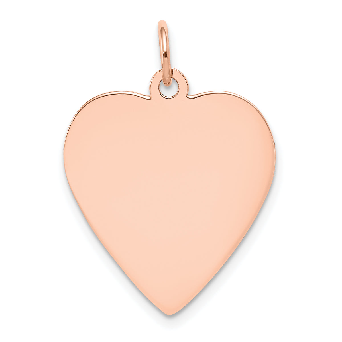 14K Rose Gold Plain .018 Gauge Engraveable Heart Disc Charm