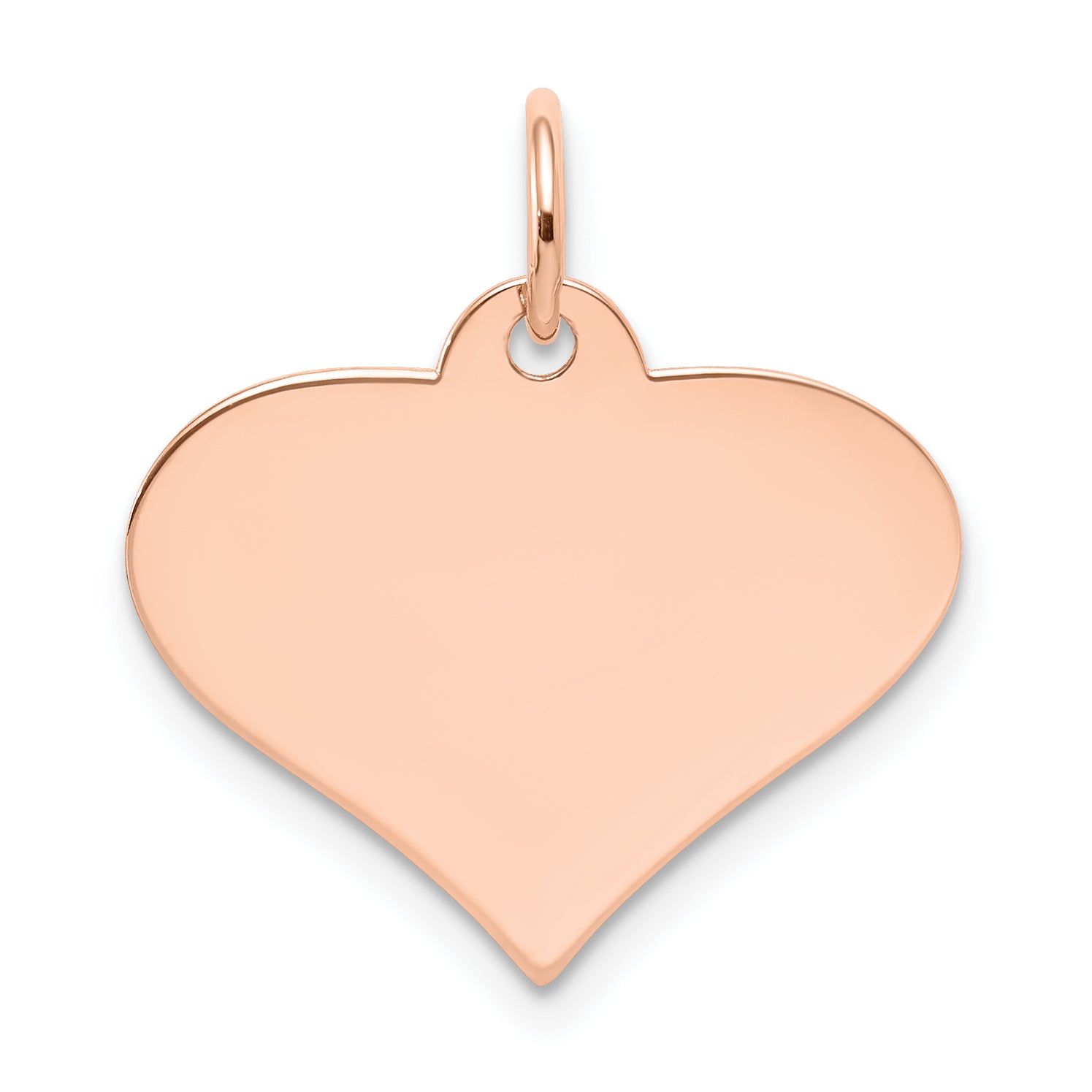 14K Rose Gold Plain .018 Gauge Engraveable Heart Disc Charm Main image