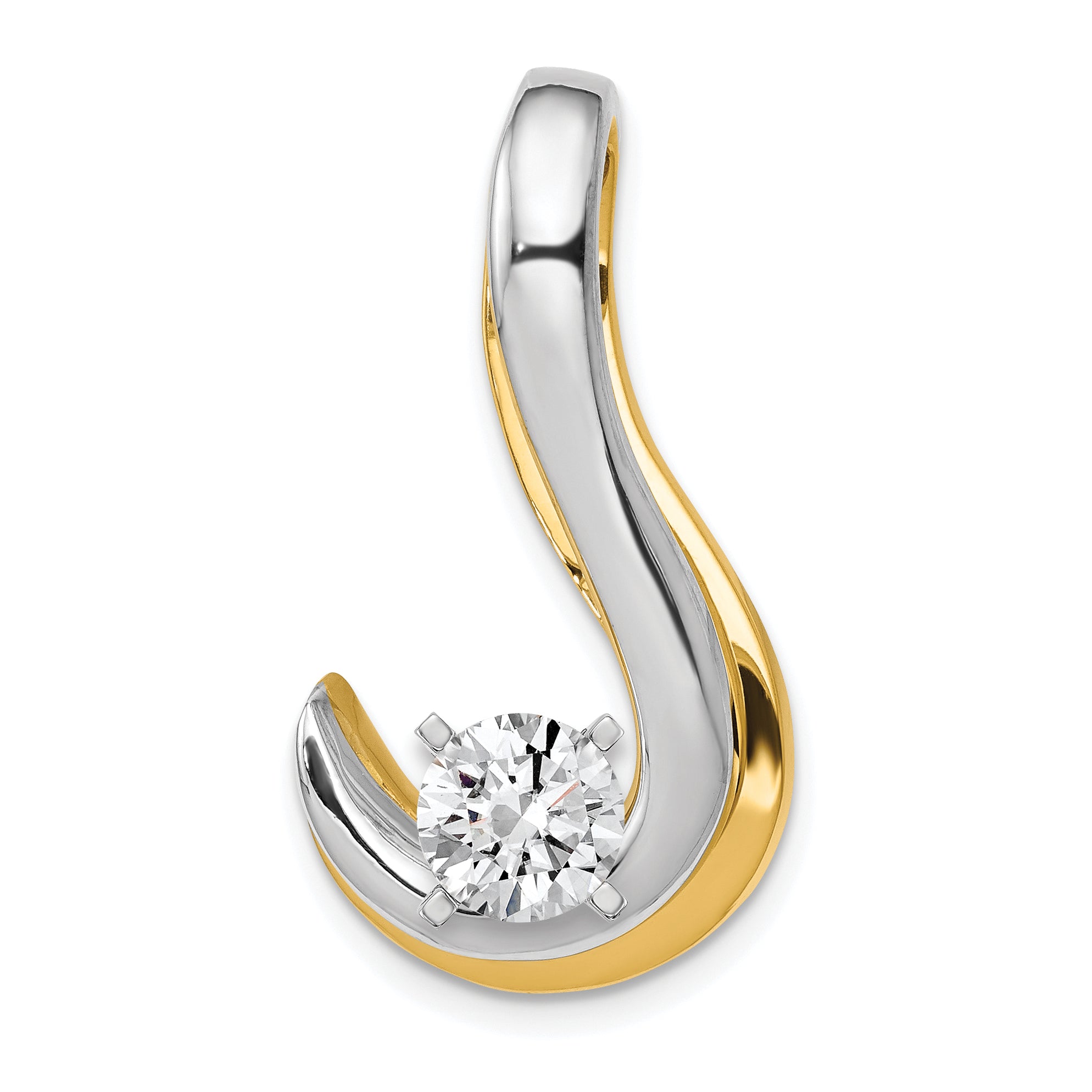 14k Two-Tone Fancy Diamond Slide Peg Mtg Main image