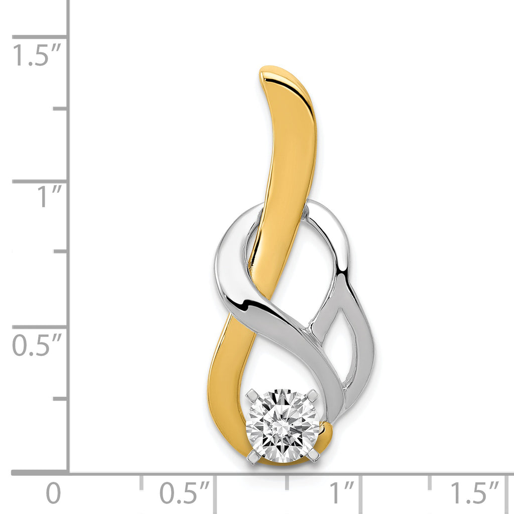 14k Two-Tone Fancy Diamond Slide Peg Mounting (No Stone Included)