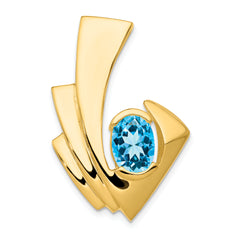 14k 9x7mm Oval Blue Topaz Slide
