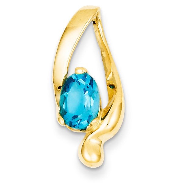 14k 8x6mm Oval Blue Topaz slide