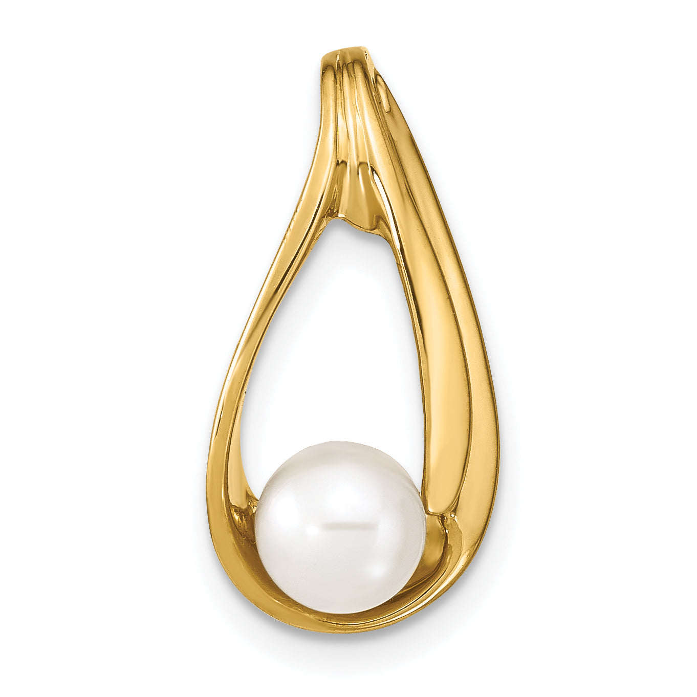 14k 6mm White Round Freshwater Cultured Pearl Slide Main image