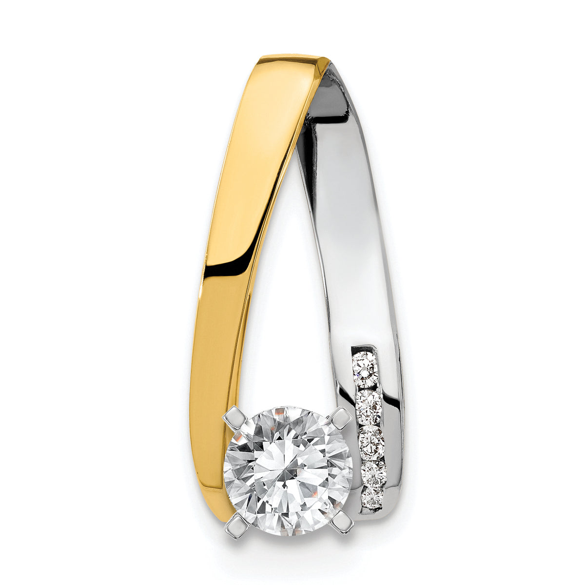 14k Two-Tone VS Diamond Semi-mount Peg Slide