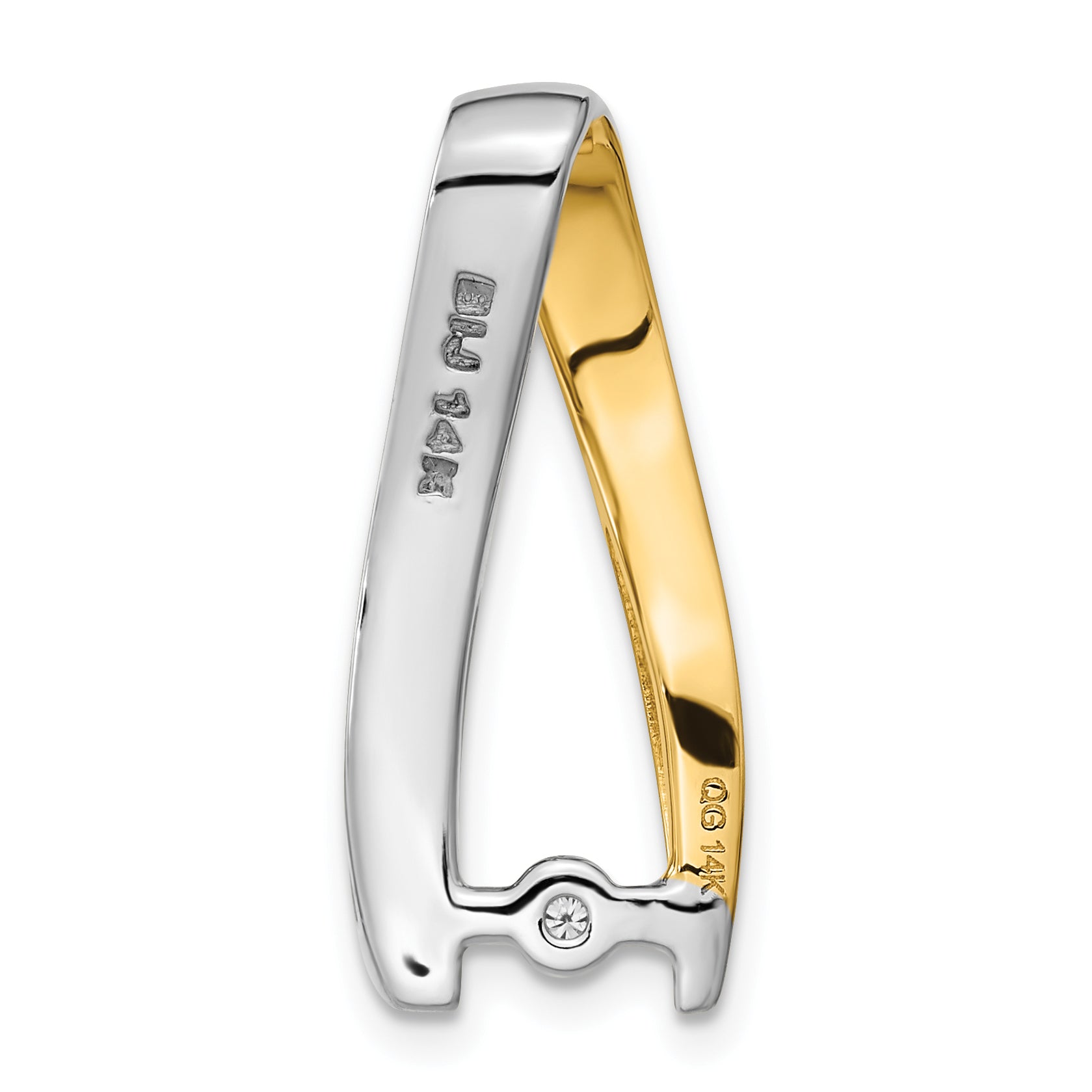 14K Two-tone AA Diamond Semi Mount Peg Slide