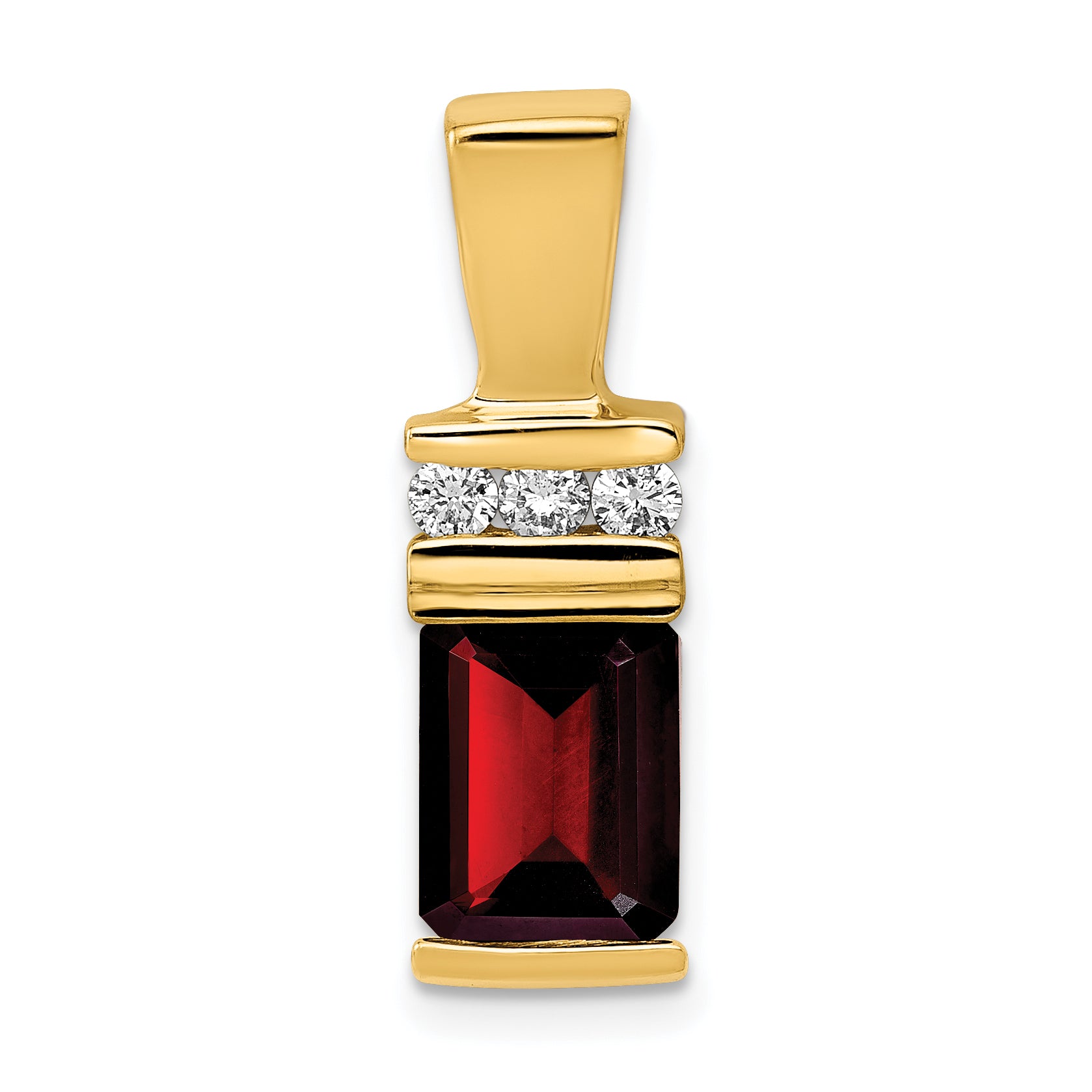 14k 8x6mm Emerald Cut Garnet AA Diamond Slide Main image