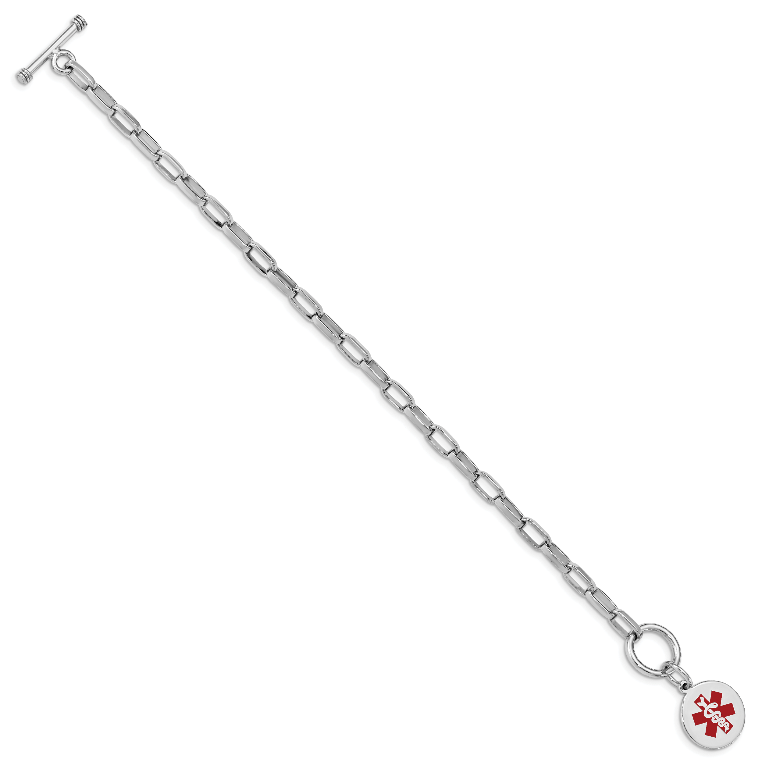 Sterling Silver Rhodium Engraveable Enamel Disc Medical ID Bracelet Secondary image