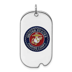 Sterling Silver Rhod-plated US Marine Corp Dog Tag