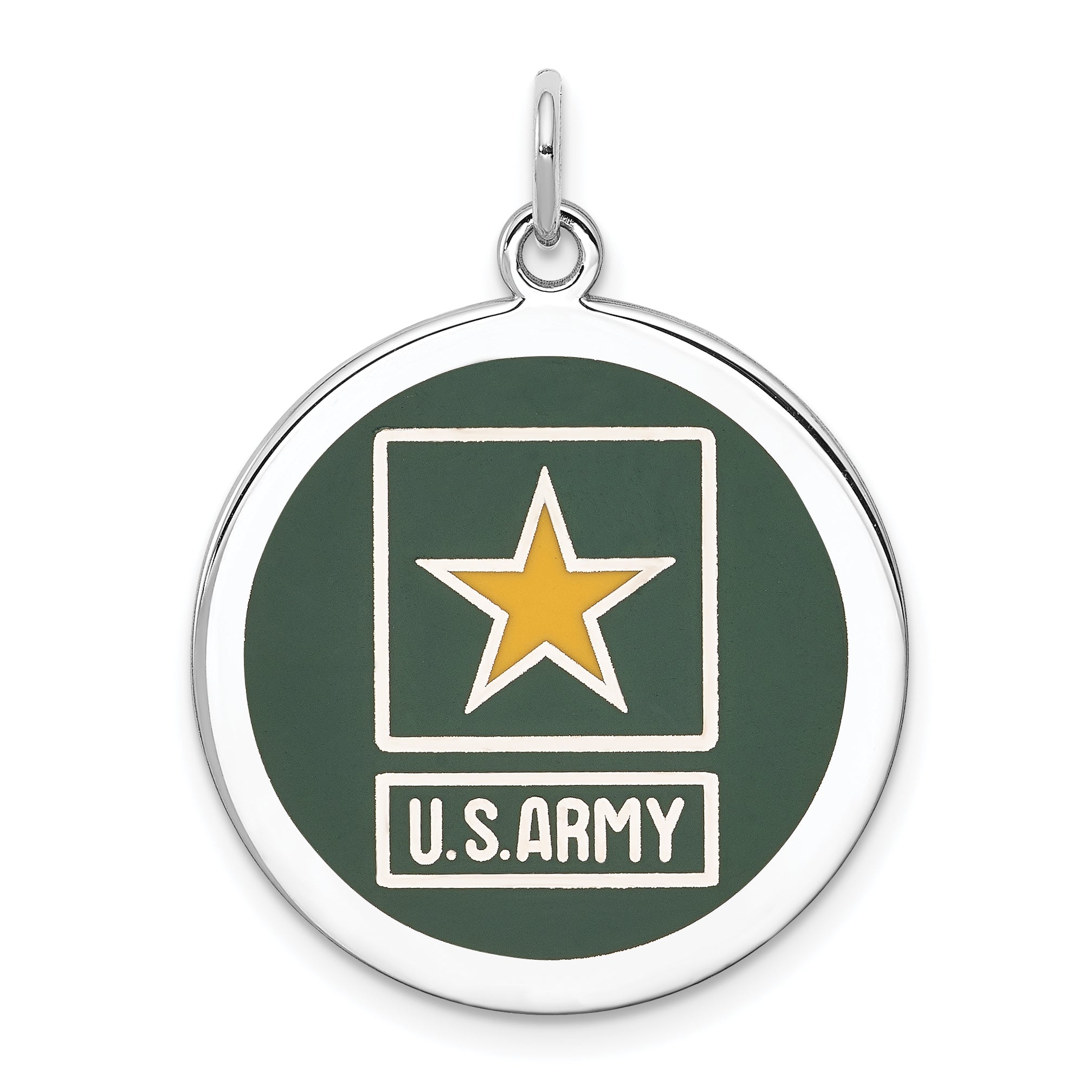 Sterling Silver Rhod-plated US Army Star Disc