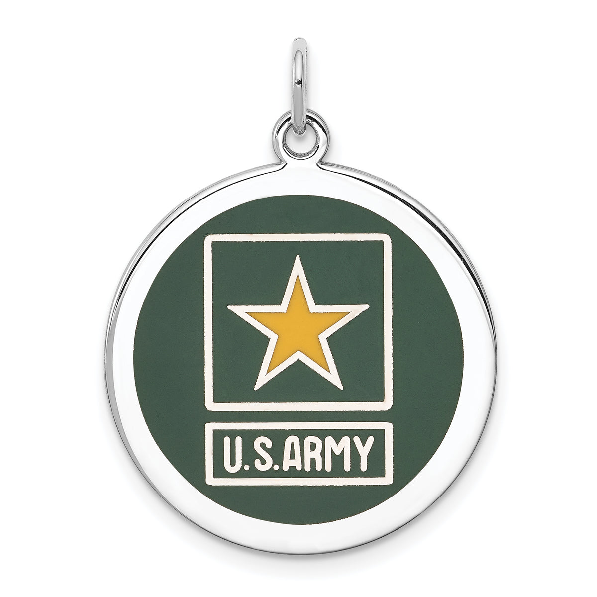 Sterling Silver Rhod-plated US Army Star Disc