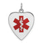 Sterling Silver RH-pltd Engraveable Enamel Sm.Heart Medical Pendant