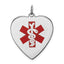 Sterling Silver RH-pltd Engraveable Enamel Lg.Heart Medical Pendant