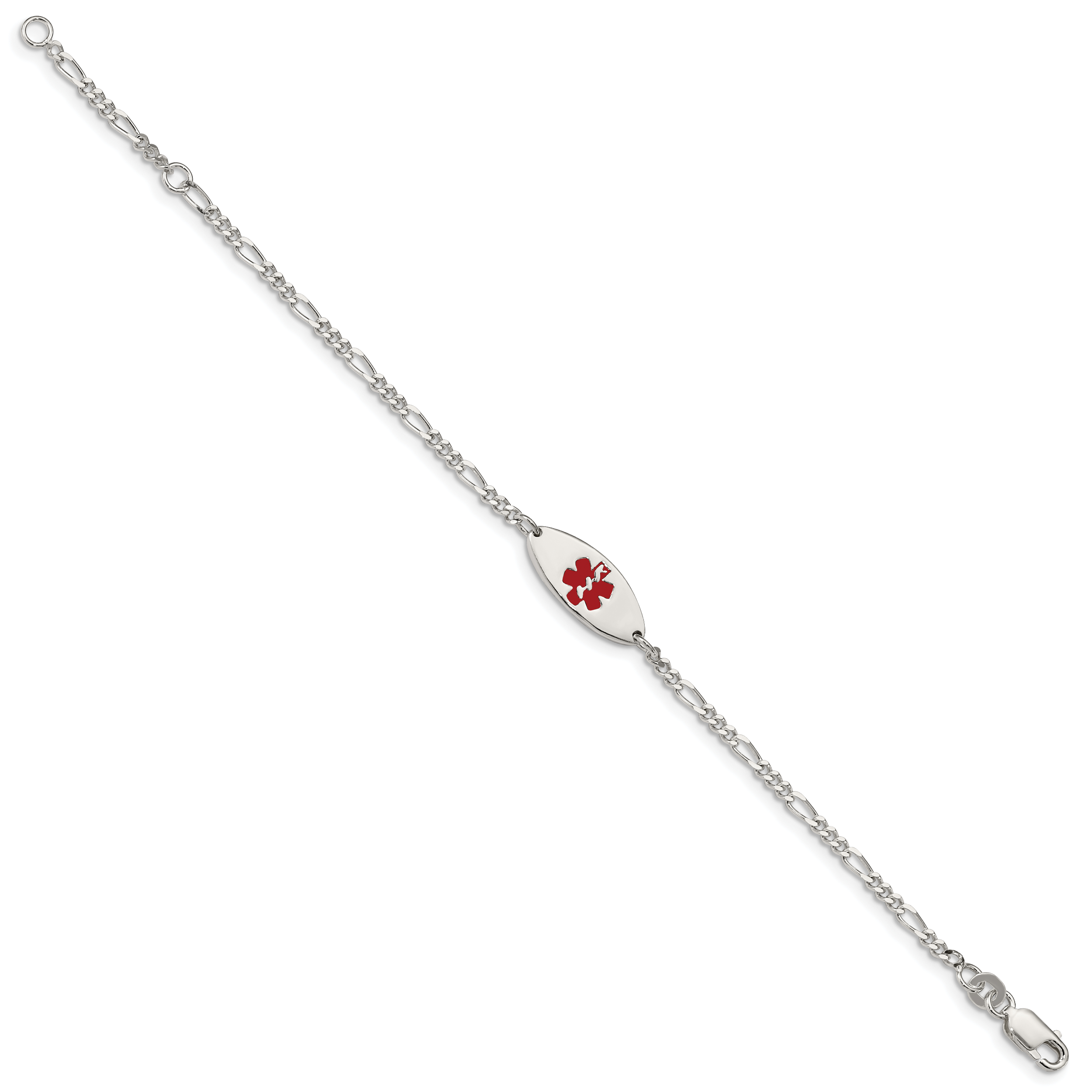 Sterling Silver Rhodium-plated Enamel Medical Jewelry Bracelet Secondary image