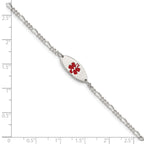 Sterling Silver Rhodium-plated Enamel Medical Jewelry Bracelet