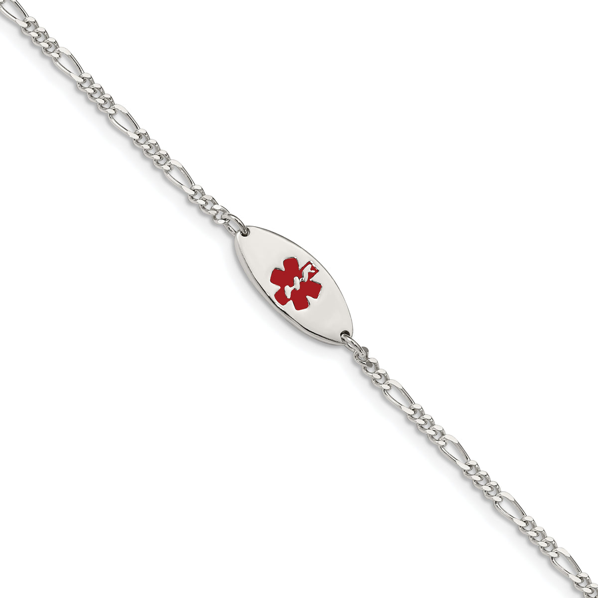 Sterling Silver Rhodium-plated Enamel Medical Jewelry Bracelet
