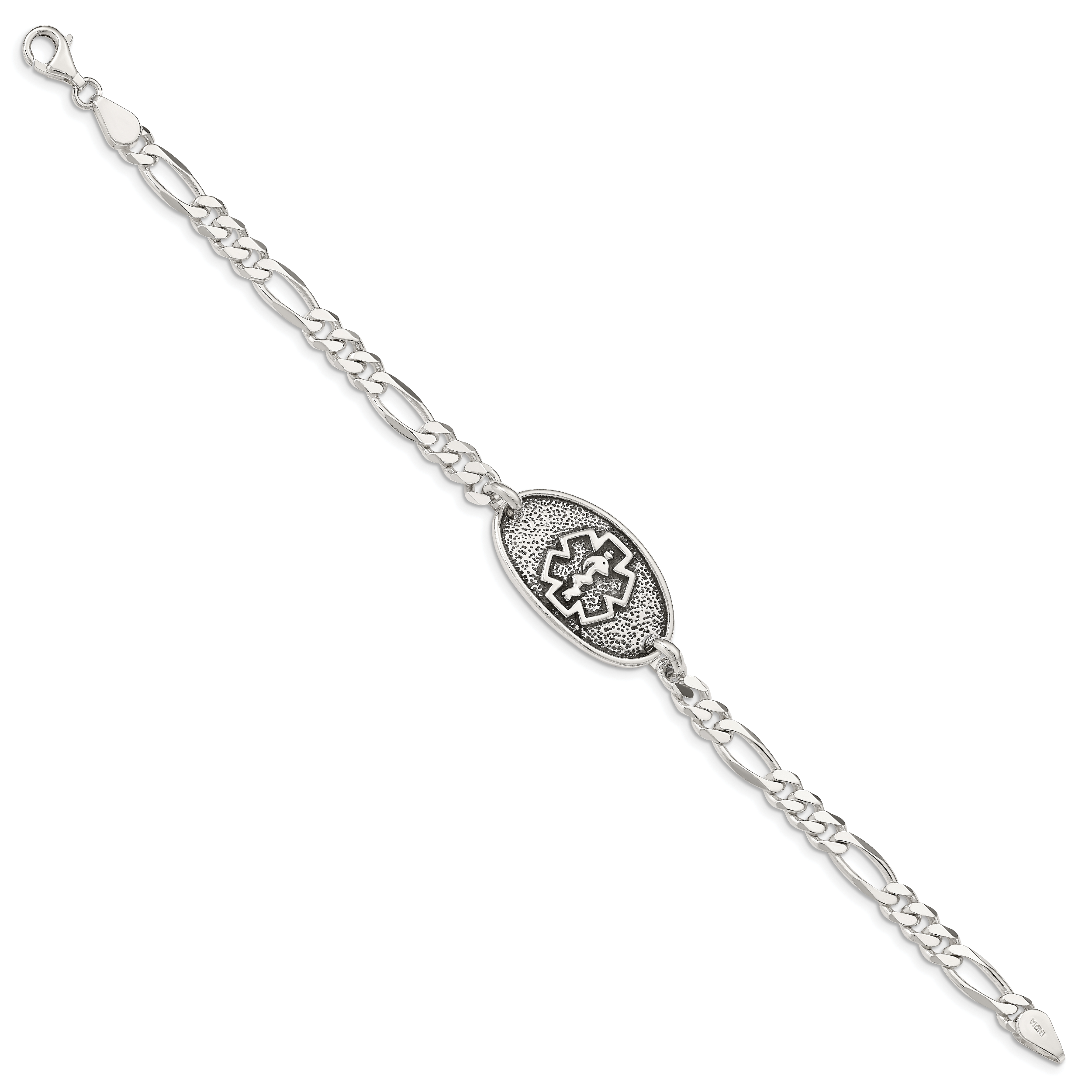 Sterling Silver Antiqued / Polished Medical Bracelet Secondary image