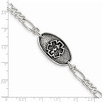 Sterling Silver Antiqued / Polished Medical Bracelet