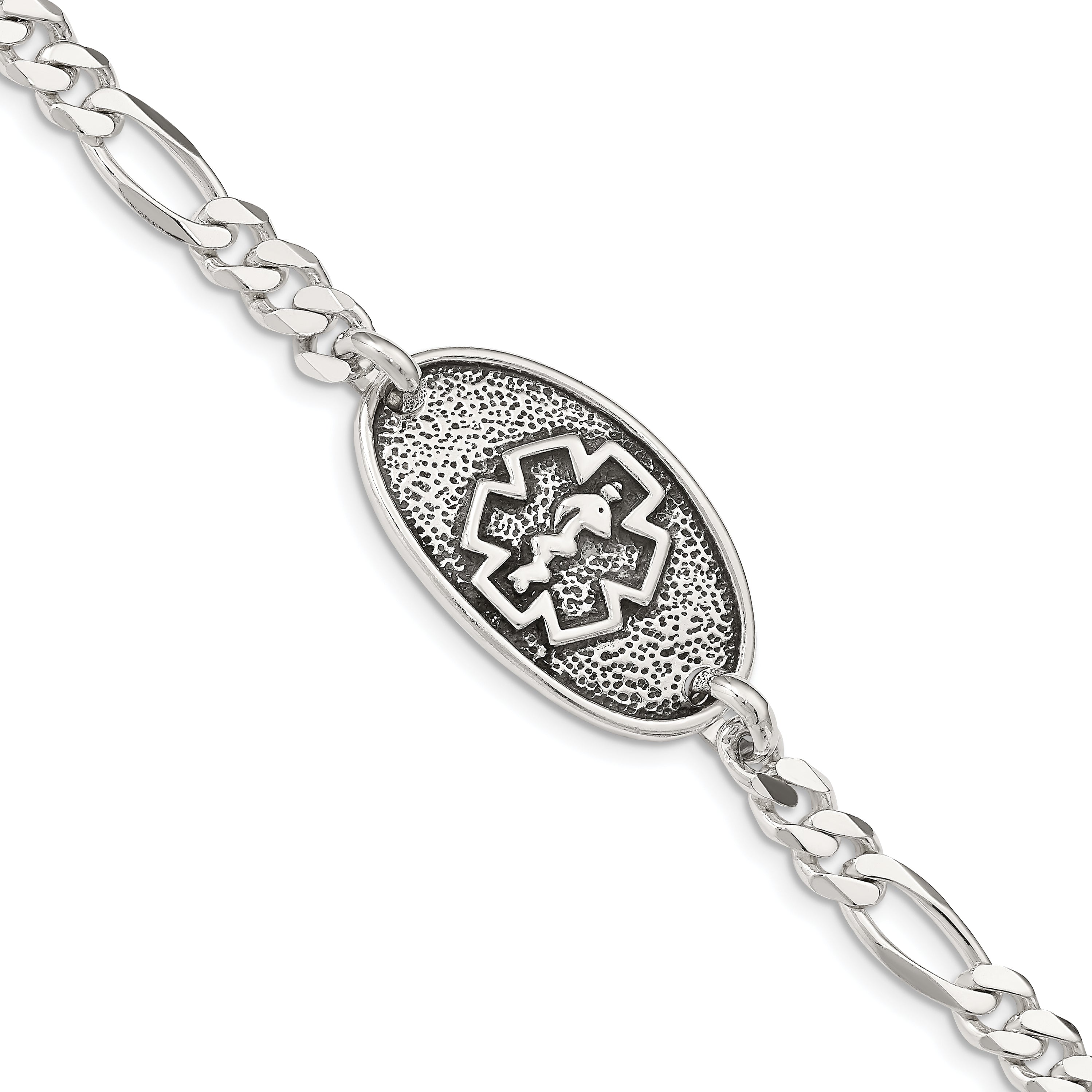 Sterling Silver Antiqued / Polished Medical Bracelet Main image
