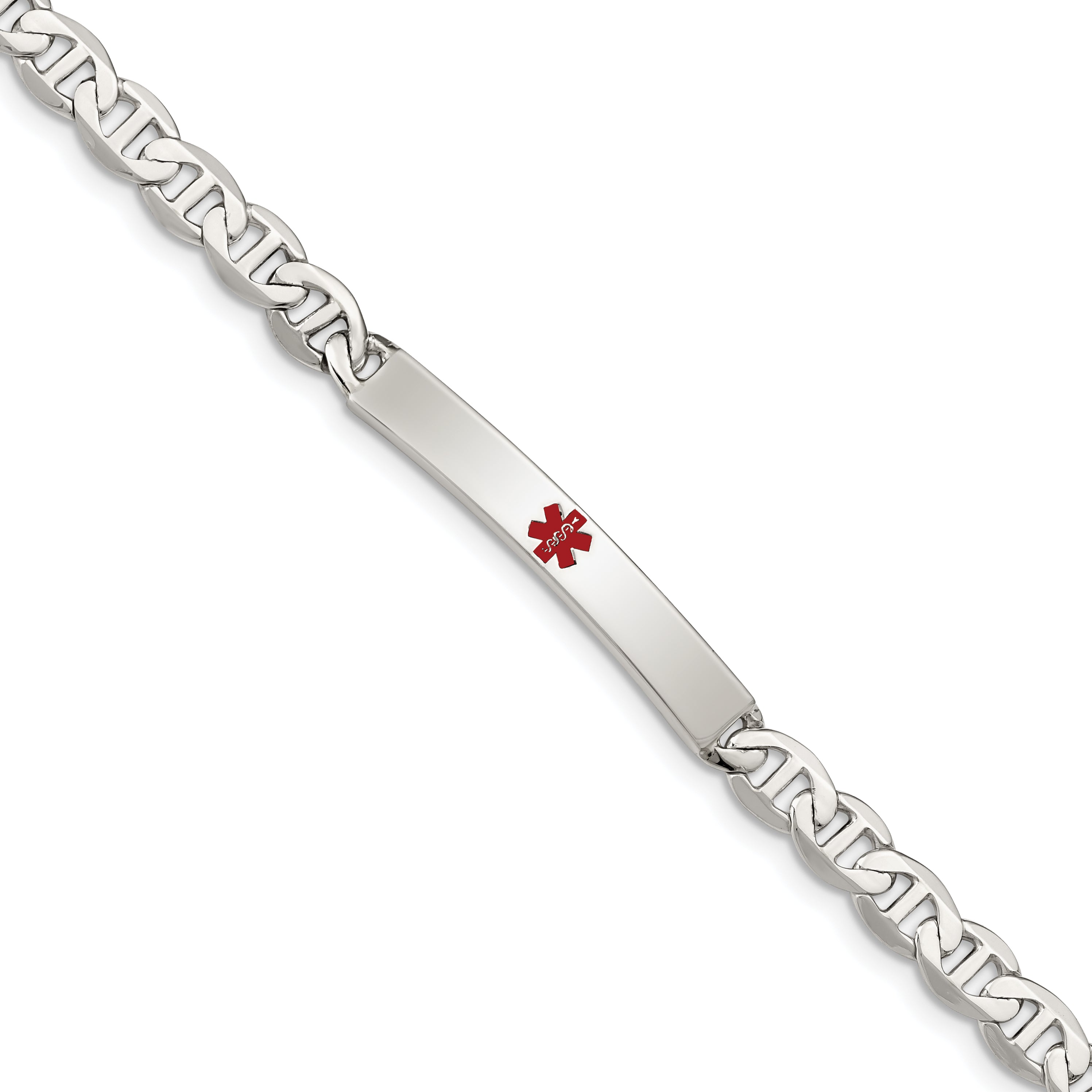 Sterling Silver Polished Medical Anchor Link ID Bracelet Main image