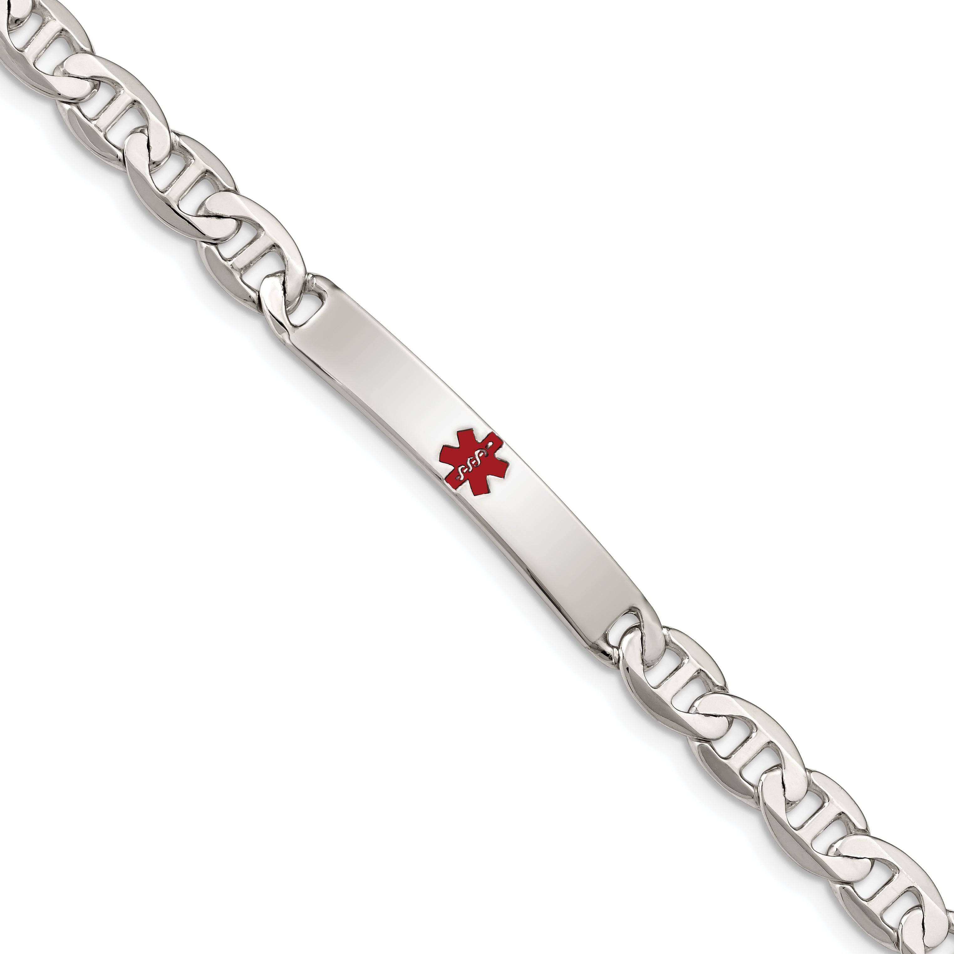 Sterling Silver Polished Medical Anchor Link ID Bracelet Main image