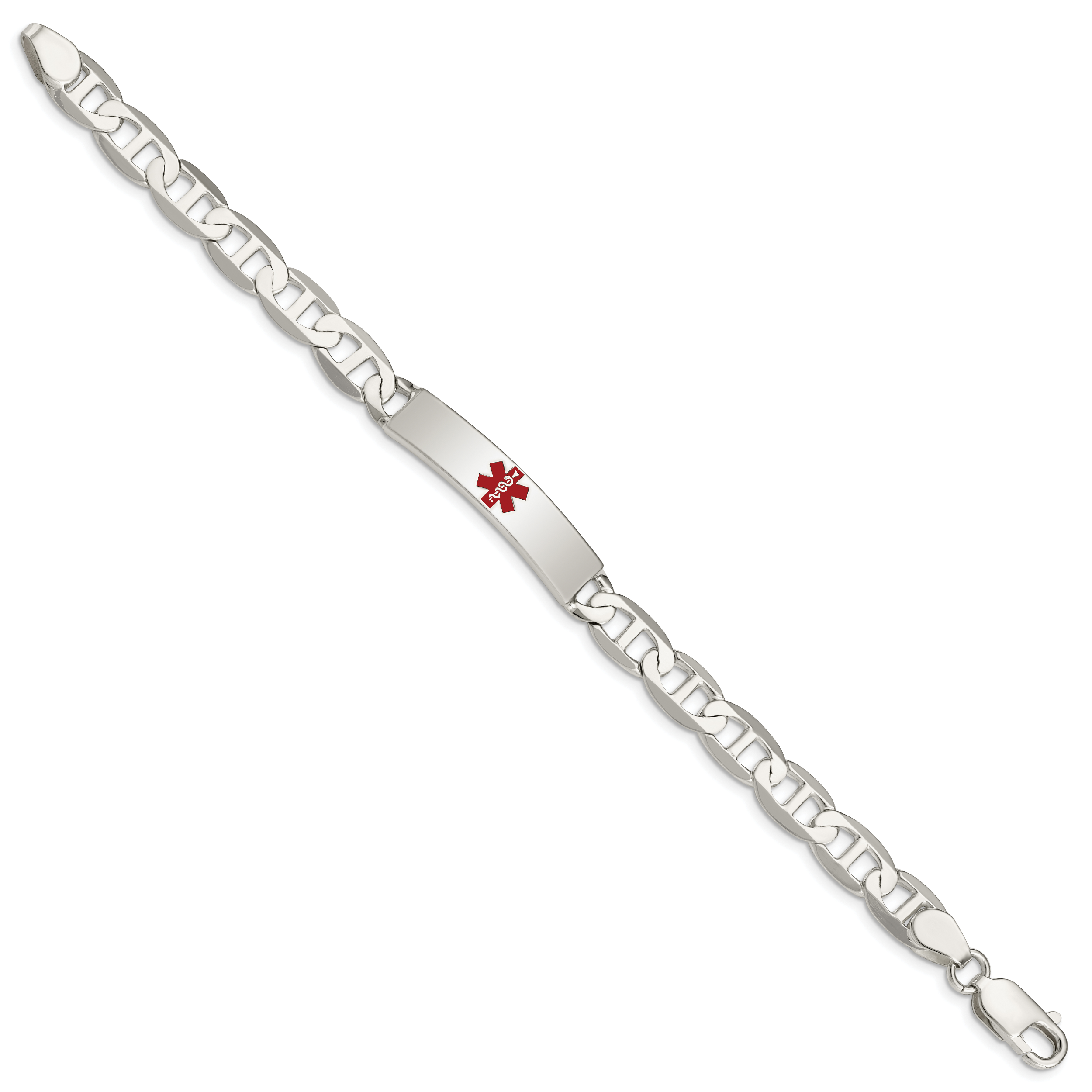 Sterling Silver Polished Medical Anchor Link ID Bracelet Secondary image