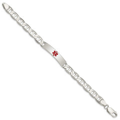 Sterling Silver Polished Medical Anchor Link ID Bracelet