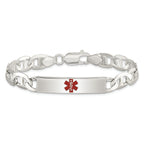 Sterling Silver Polished Medical Anchor Link ID Bracelet