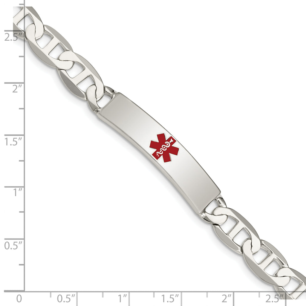 Sterling Silver Polished Medical Anchor Link ID Bracelet