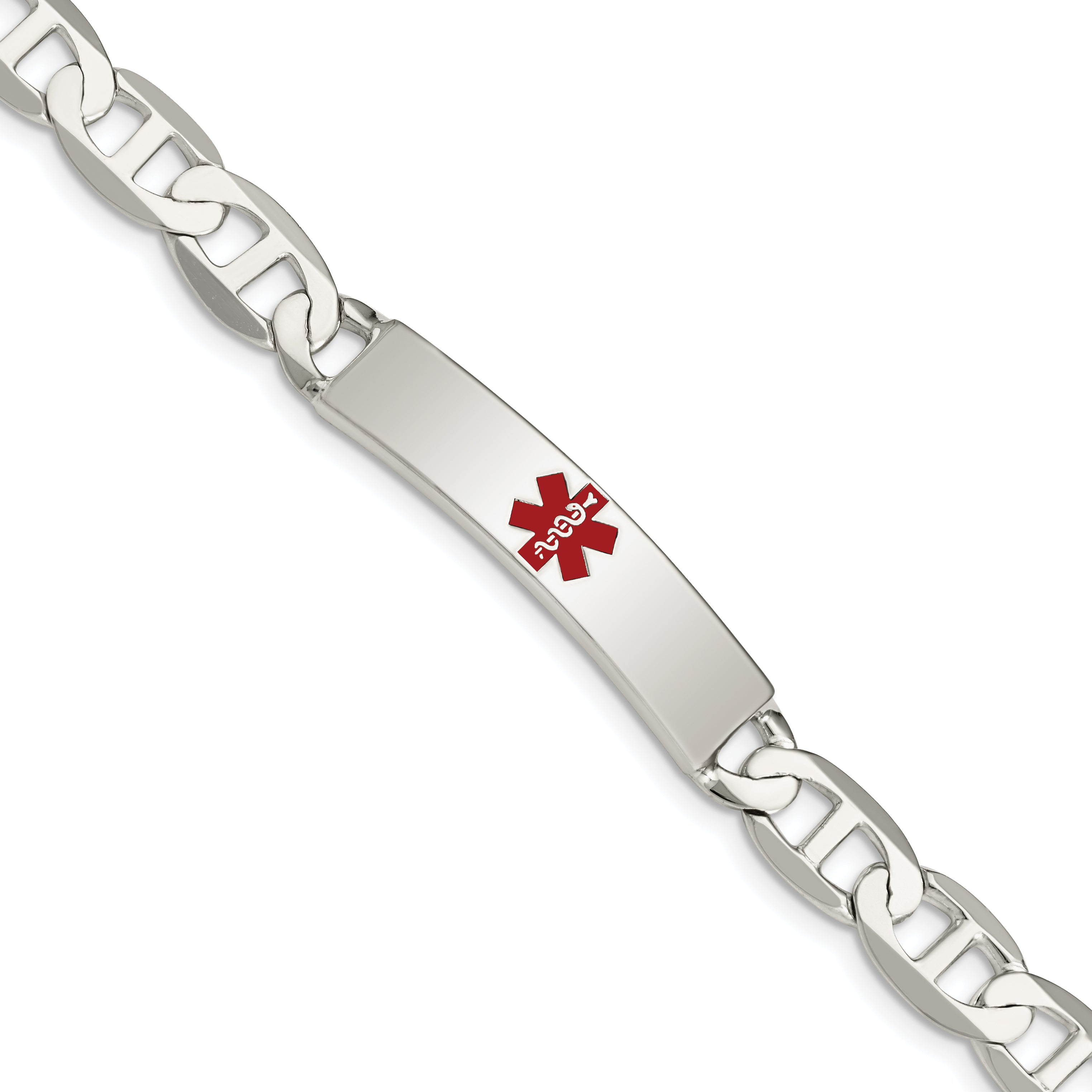 Sterling Silver Polished Medical Anchor Link ID Bracelet Main image