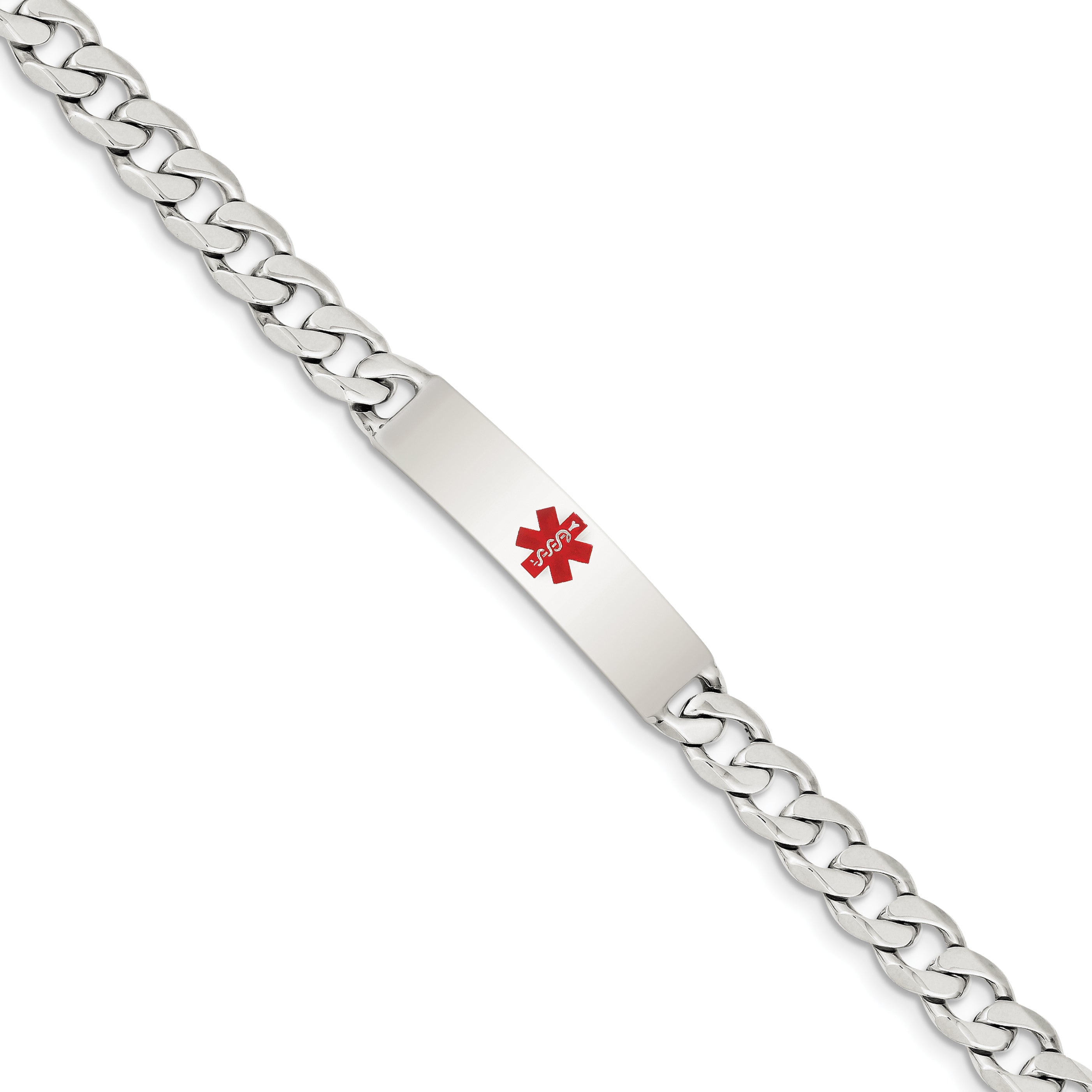 Sterling Silver Polished Medical Curb Link ID Bracelet Main image