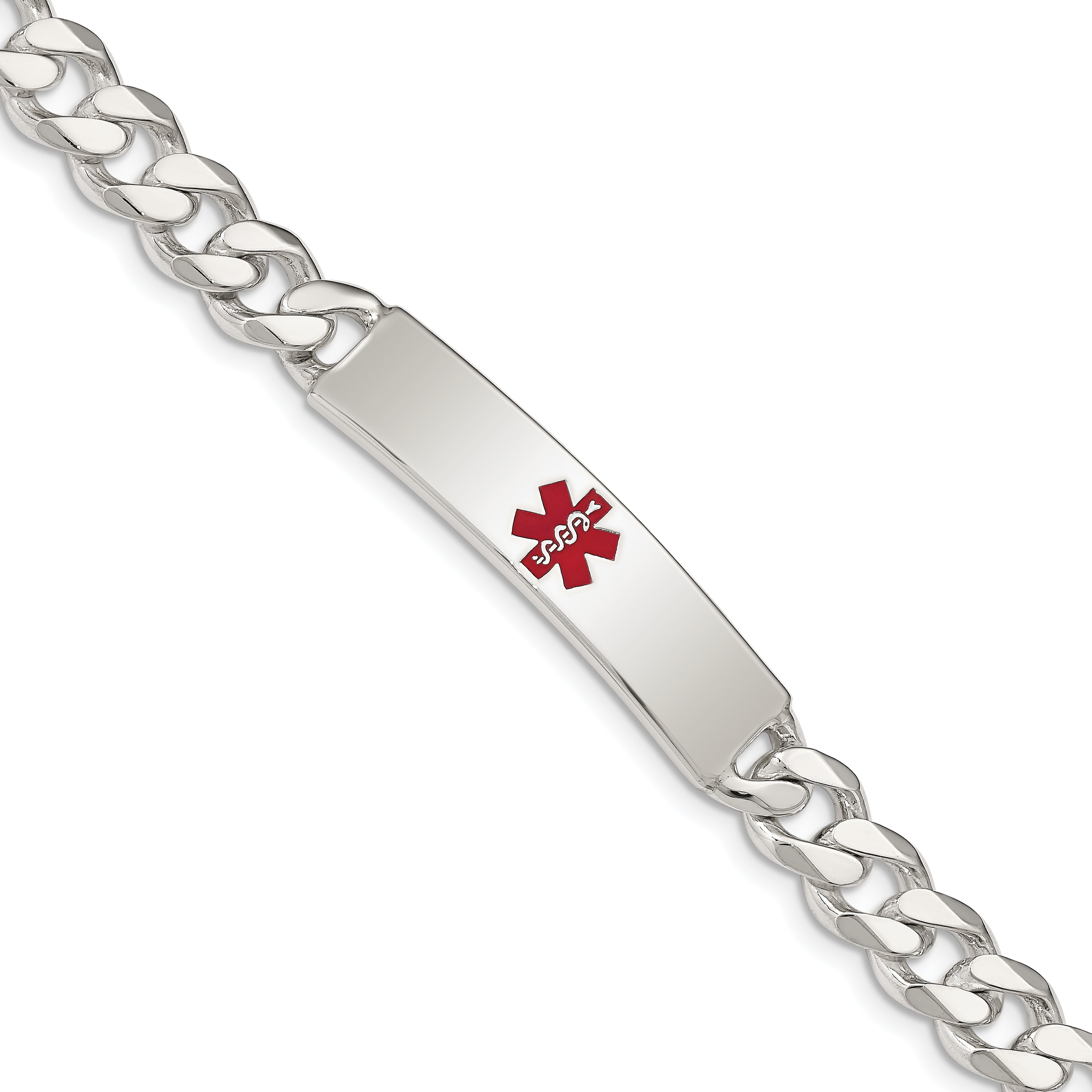 Sterling Silver Polished Medical Curb Link ID Bracelet Main image