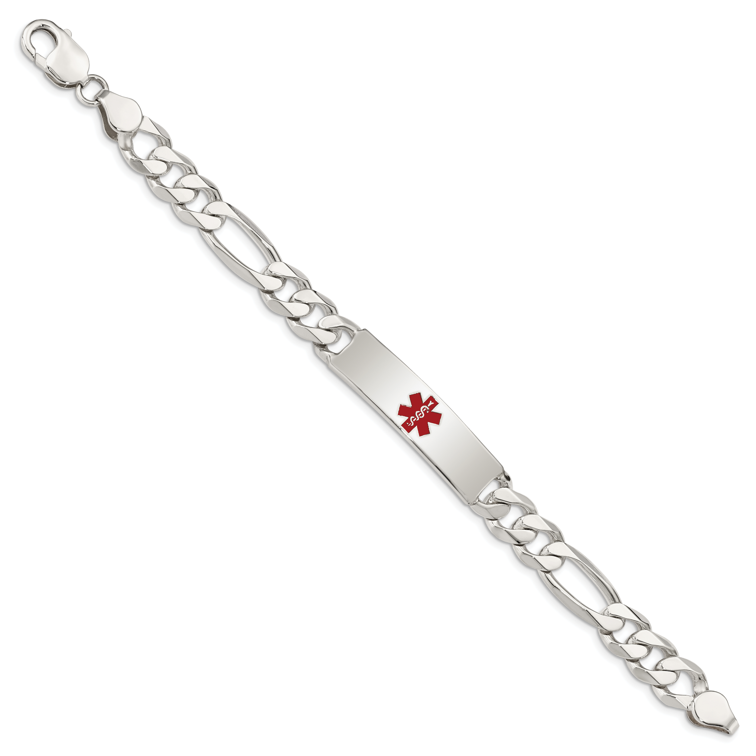 Sterling Silver Polished Medical Figaro Anchor Link ID Bracelet Secondary image
